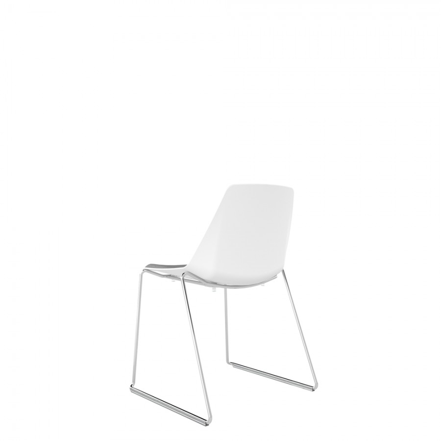 Polypropylene Shell Chair With Upholstered Seat Pad and Chrome Steel Skid Frame